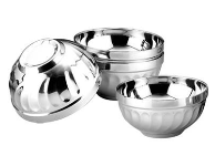 百合碗 不銹鋼雙層隔熱碗 雙層不銹鋼碗(QQ)